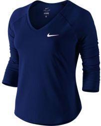 Тенісна футболка жіноча Nike Court Pure Top 3-4 blue void/white