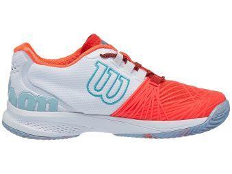Тенісні кросівки жіночі Wilson Kaos 2.0 ГРУНТ Court fiery coral/white/blue curacao Тенісні кросівки жіночі Wilson Kaos 2.0 ГРУНТ Court fiery coral/white/blue curacao