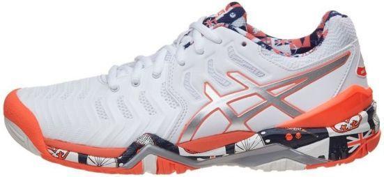 Теннисные кроссовки женские Asics Gel-Resolution 7 L.E. London white/silver/flash coral Теннисные кроссовки женские Asics Gel-Resolution 7 L.E. London white/silver/flash coral
