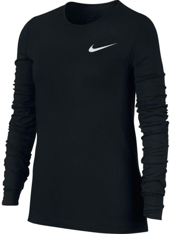 Теннисная футболка детская Nike Girls Pro Warm Top black/black/white