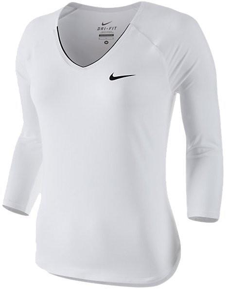 Теннисная футболка женская Nike Court Pure Top 3-4 white/black/black