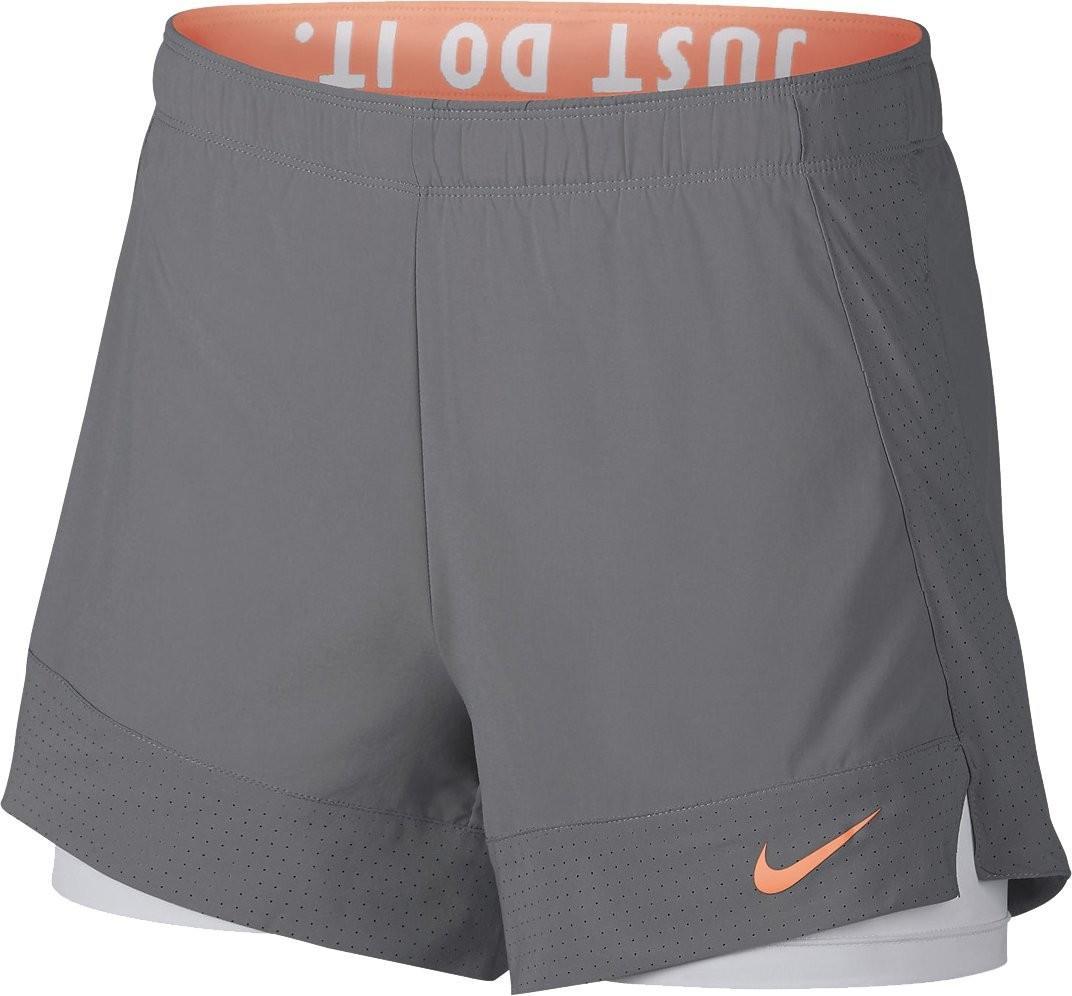 Теннисные шорты женские Nike Womens Flex Short 2in1 atmosphere grey/white/crimson pulse