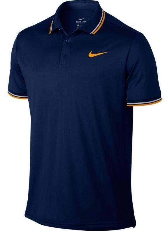 Теннисная футболка мужская Nike Court Dry Polo Solid PQ blue void/orange peel