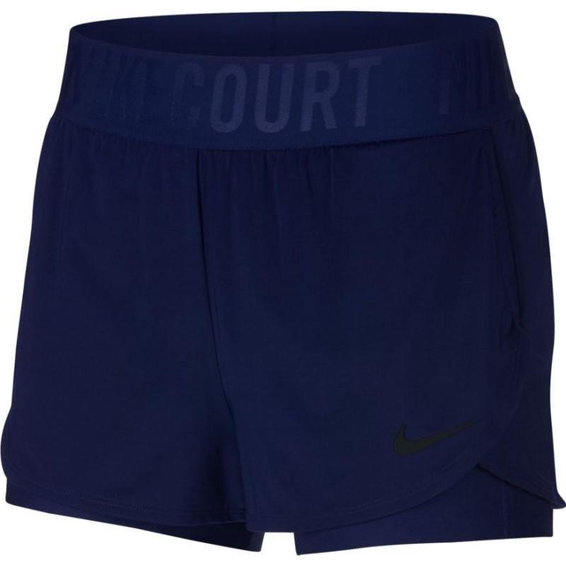 Теннисные шорты женские Nike Court Dry Ace Short blue void/black