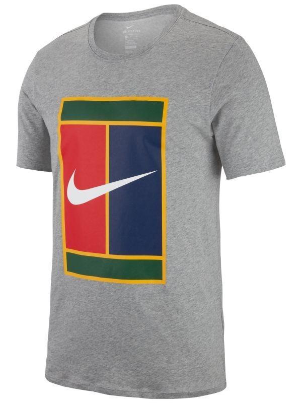 Теннисная футболка мужская Nike Court Logo Cotton Tee dark grey heather/dark grey heather