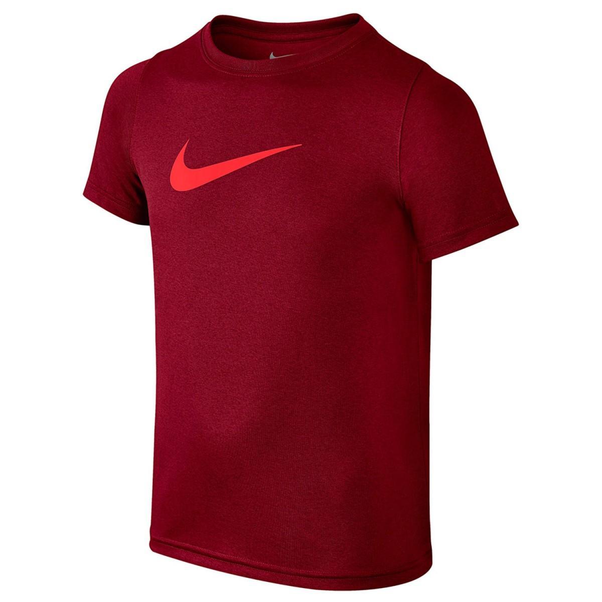 Теннисная футболка детская Nike Dry Tee SS Swoosh Solid dark red