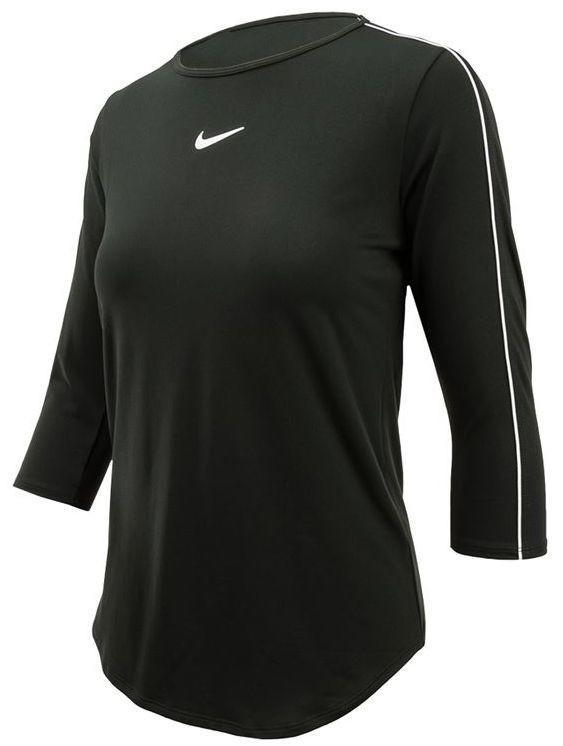 Теннисная футболка женская Nike Court Women 3-4 Sleeve Top black/white