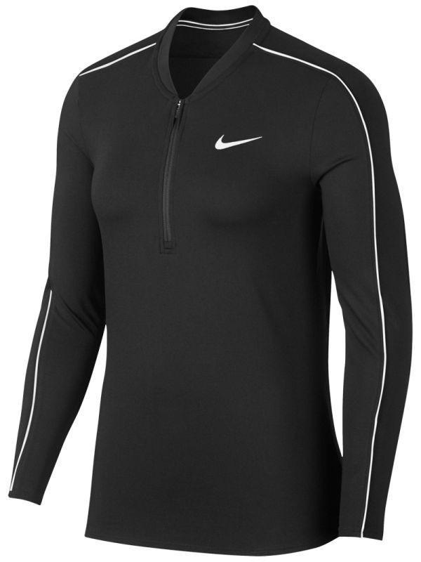 Теннисная футболка женская Nike Court Women Dry 1/2 Zip Top black/white
