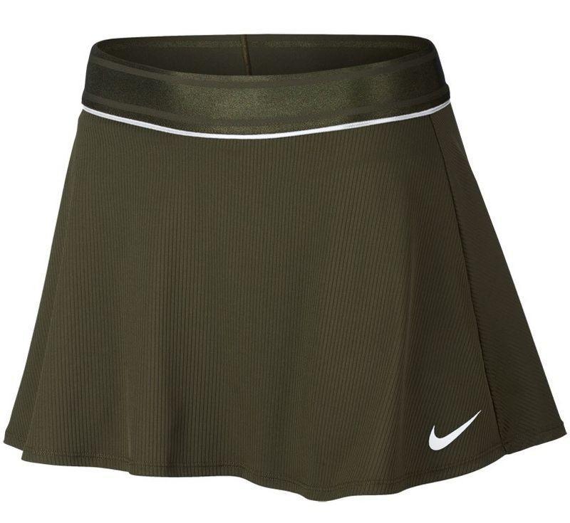 Теннисная юбка женская Nike Court Dry Flounce Skirt olive canvas/white