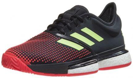 Тенісні кросівки жіночі Adidas SoleCourt Boost W core black/hi-res yellow/shock red Тенісні кросівки жіночі Adidas SoleCourt Boost W core black/hi-res yellow/shock red