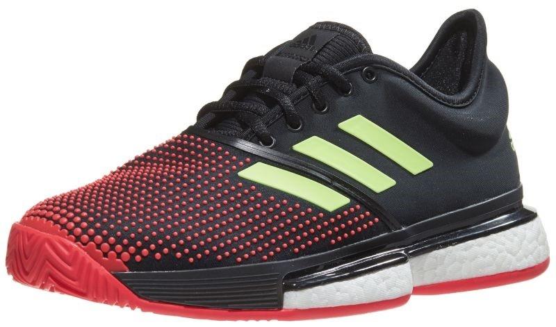 Теннисные кроссовки женские Adidas SoleCourt Boost W core black/hi-res yellow/shock red