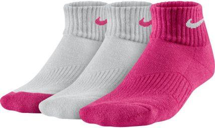 Носки детские Nike Performance Cotton Cushioned Quarter Kids 3-pack/white/pink