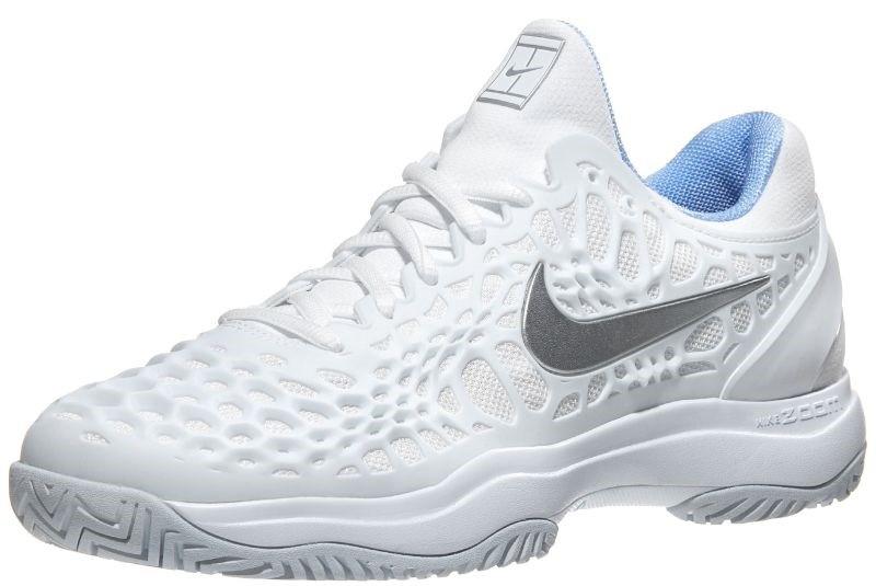 Теннисные кроссовки женские Nike WMNS Air Zoom Cage 3 HC white/metallic silver/blue