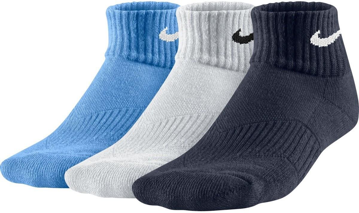 Носки детские Nike Performance Cotton Cushioned Quarter Kids 3-pack/blue/white/navy