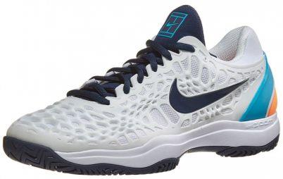 Тенісні кросівки чоловічі Nike Air Zoom Cage 3 HC white/obsidian/light carbon/blue fury Тенісні кросівки чоловічі Nike Air Zoom Cage 3 HC white/obsidian/light carbon/blue fury