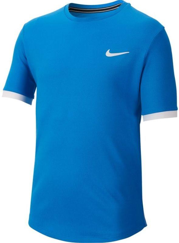 Теннисная футболка детская Nike Court Dry Top SS Boys signal blue/white/white