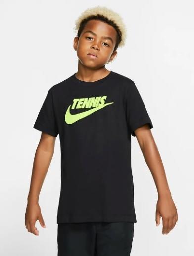 Теннисная футболка детская Nike Boy's Tennis Graphic Tee black/volt