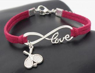 Браслет Casual Tennis Racket Ball Love Leather Rose Red