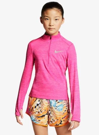 Футболка детская Nike Element Half-Zip Top pink/white