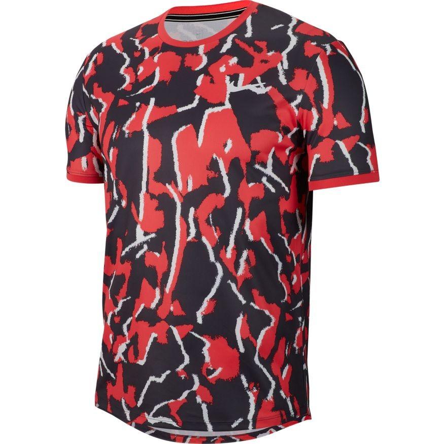 Теннисная футболка мужская Nike Court Dry Top Team Print ember glow/white