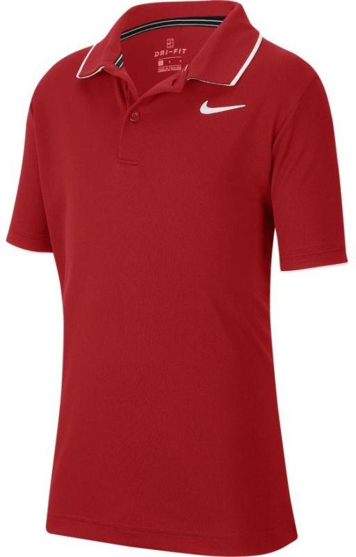 Теннисная футболка детская Nike Court B Dry Polo Team gym red/white/white