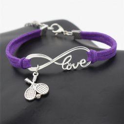 Браслет Casual Tennis Racket Ball Love Leather Purple