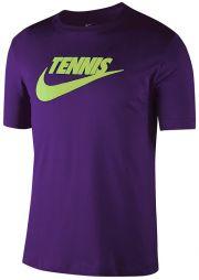 Теннисная футболка мужская Nike Court Tee Tennis GFX purple/volt
