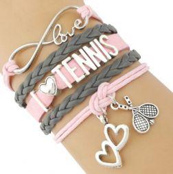 Браслет Infinity Love Tennis Racket Wrap Bracelet pink/grey