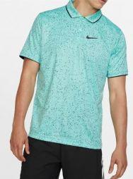 Тенісна футболка чоловіча Nike Court Advantage Print Polo light aqua/black