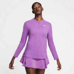 Тенісна футболка жіноча Nike Court Women Dry 1/2 Zip Top purple nebula/white/white/white