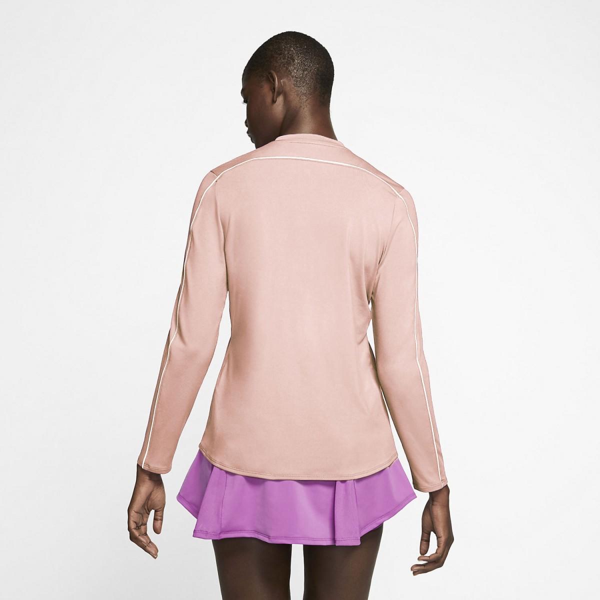 Тенісна футболка жіноча Nike Court Women Dry 1/2 Zip Top washed coral/white/white/white