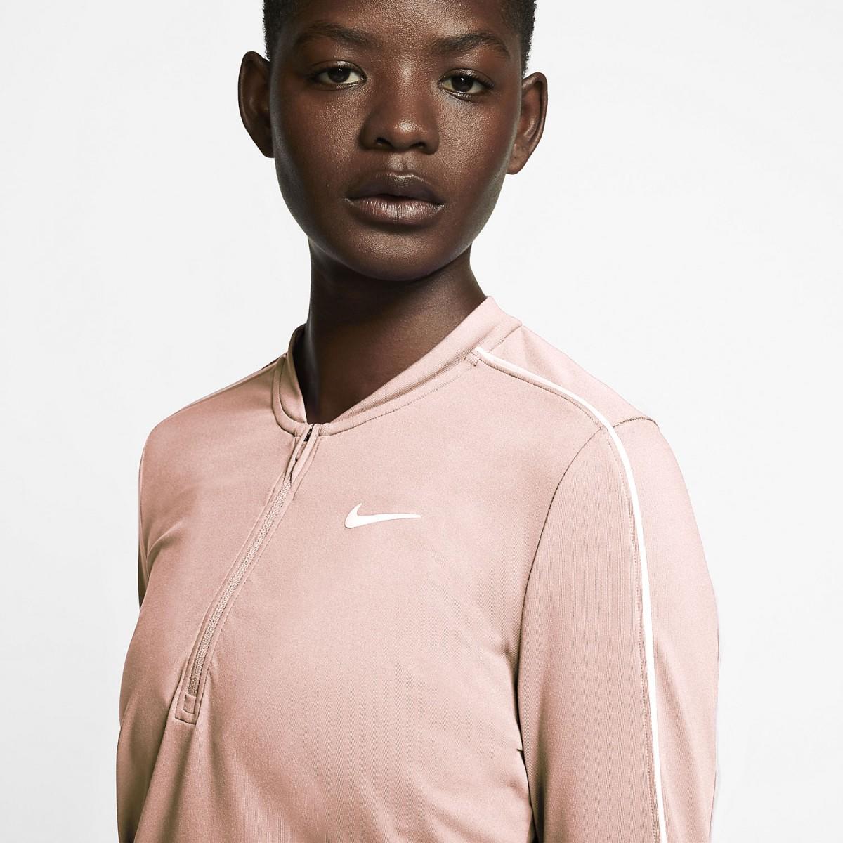 Тенісна футболка жіноча Nike Court Women Dry 1/2 Zip Top washed coral/white/white/white