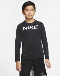 Тенісна футболка дитяча Nike Pro LS FTTD Top B black/white Тенісна футболка дитяча Nike Pro LS FTTD Top B black/white