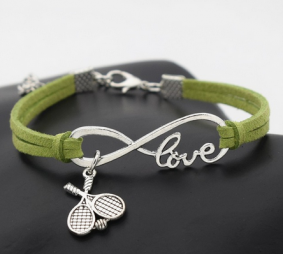 Браслет Casual Tennis Racket Ball Love Leather Green