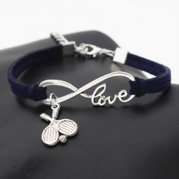 Браслет Casual Tennis Racket Ball Love Leather Navy Blue