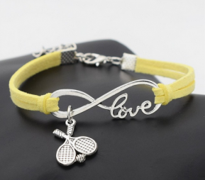 Браслет Casual Tennis Racket Ball Love Leather Yellow
