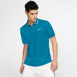 Теннисная футболка мужская Nike Court Dry Pique Polo neo turq/white/white