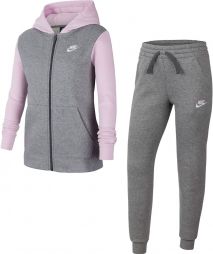 Спортивний костюм дитячий Nike NSW Track Suit BF Core carbon heather/dark grey/light arctic pink/white Спортивний костюм дитячий Nike NSW Track Suit BF Core carbon heather/dark grey/light arctic pink/white