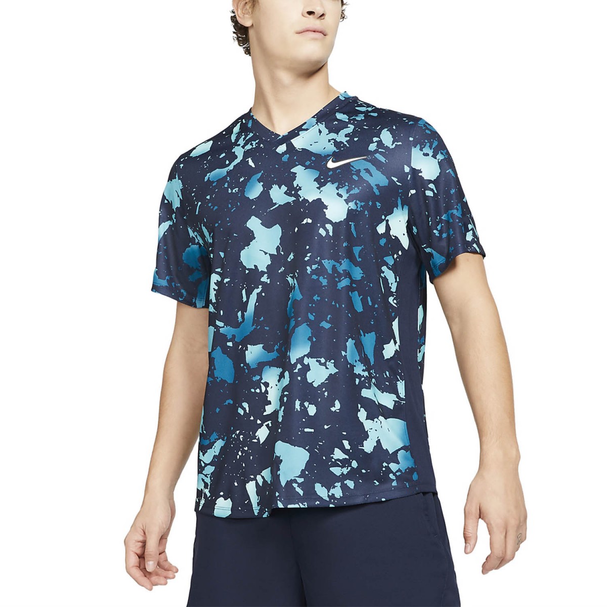 Теннисная футболка мужская Nike Victory Print T-Shirt obsidian/white
