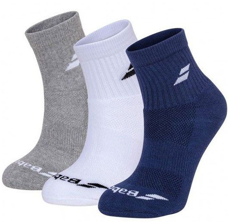 Babolat Quarter 3 Pairs Pack Socks white/estate blue/grey