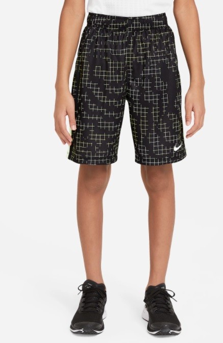 Теннисные шорты детские Nike Boys Printed Short black/barely volt