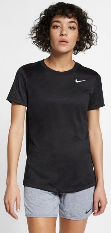 Теннисная футболка женская Nike Leg Tee Crew black/white