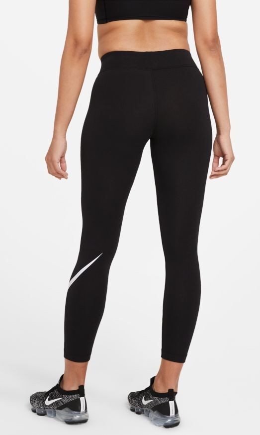 Леггинсы женские Nike Sportswear Essential Mid-Rise Swoosh Leggings black/white