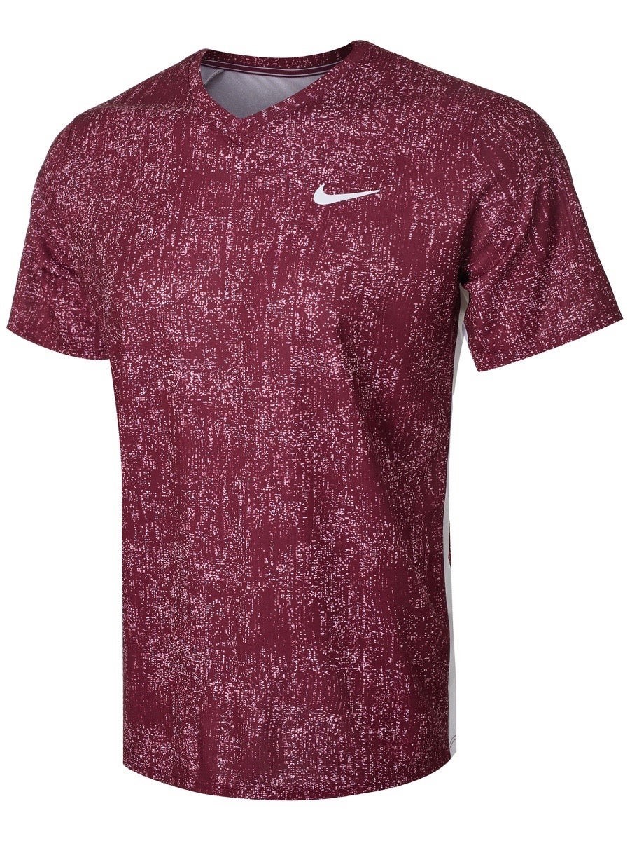 Теннисная футболка мужская Nike Victory Print T-Shirt dark beetroot/white/white