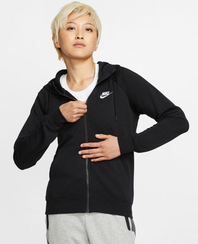 Реглан женский Nike Sportswear Essential Hoodie FZ Fleece black/white