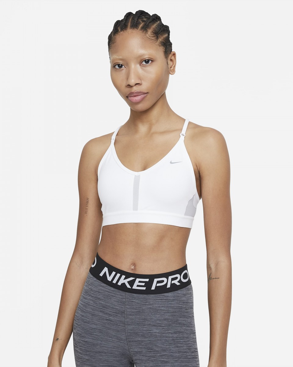 Топ женский Nike Indy Bra V-Neck white/grey fog/particle grey