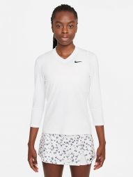 Теннисная футболка женская Nike Court Victory Top 3/4 Sleeve white/black Теннисная футболка женская Nike Court Victory Top 3/4 Sleeve white/black