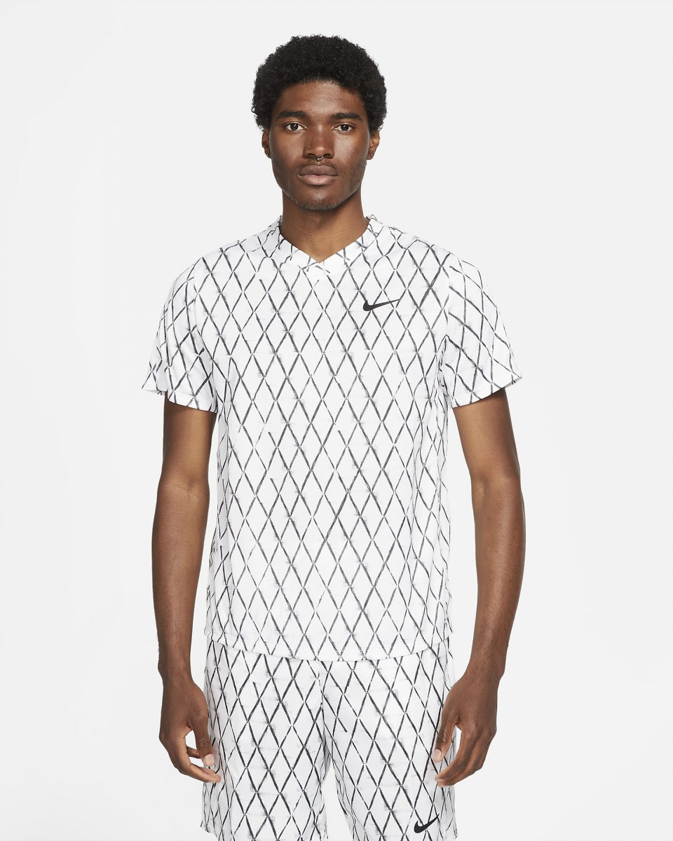 Теннисная футболка мужская Nike Court Victory Top Printed white/black