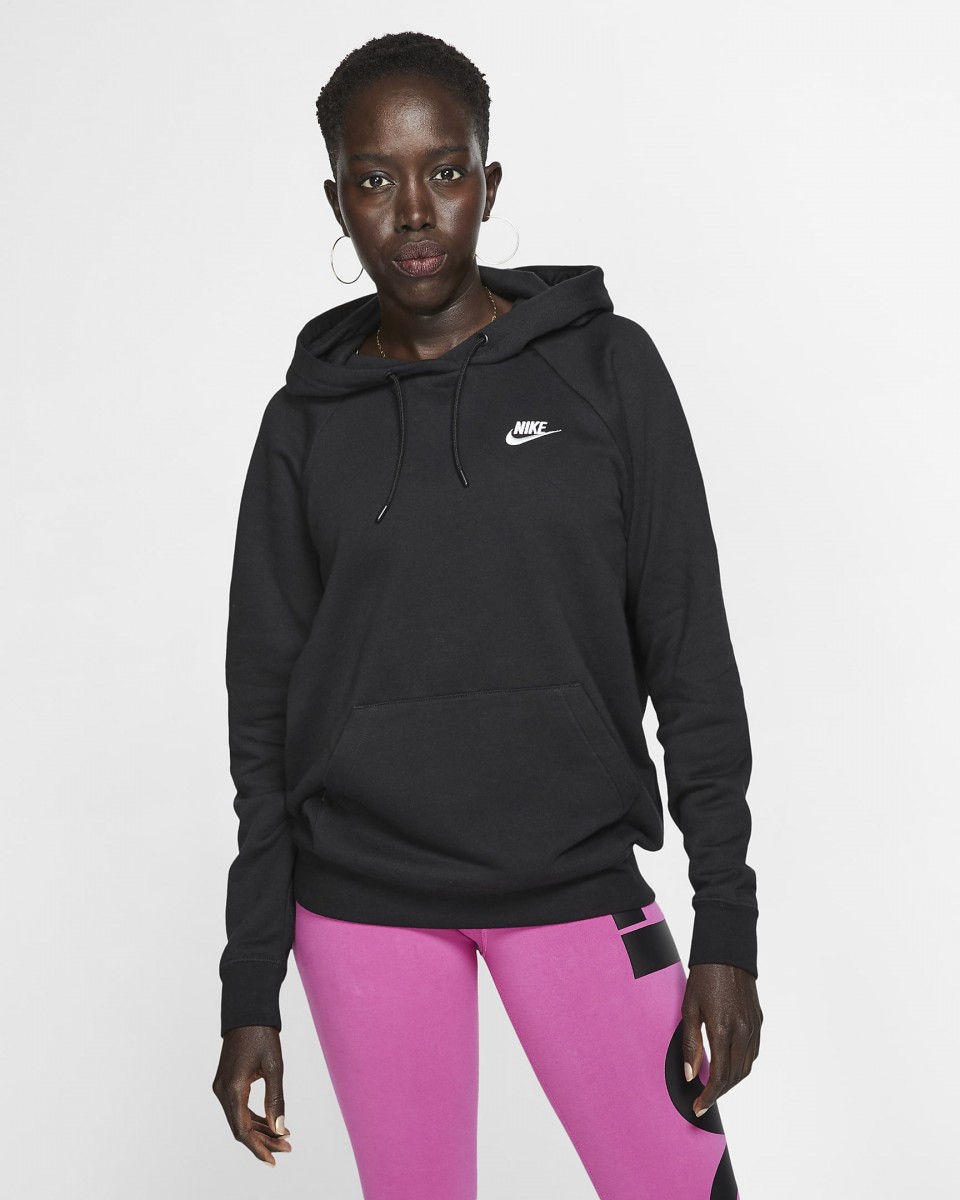 Реглан женский Nike Sportswear Essential Hoodie PO Fleece black/white