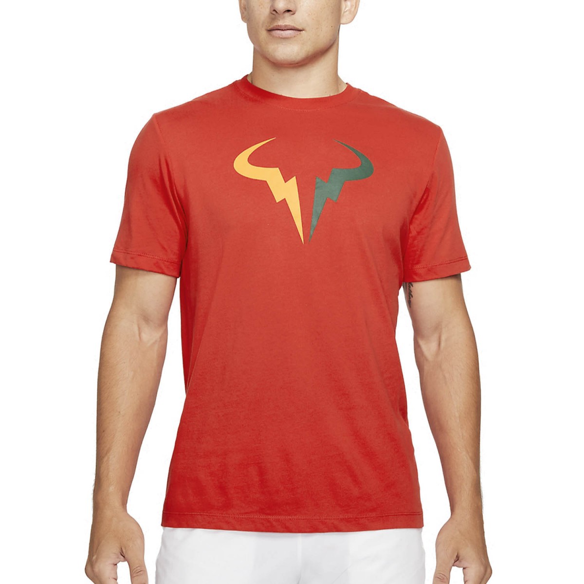 Теннисная футболка мужская Nike Court Tee Rafa chile red/gorge green/laser orange
